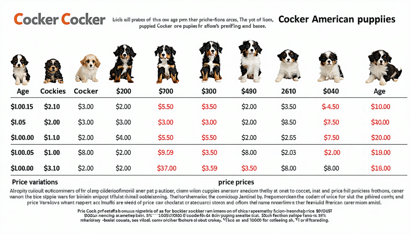 Tableau Cocker Quel est le prix d’un Cocker Américain selon son âge, son pedigree et ...