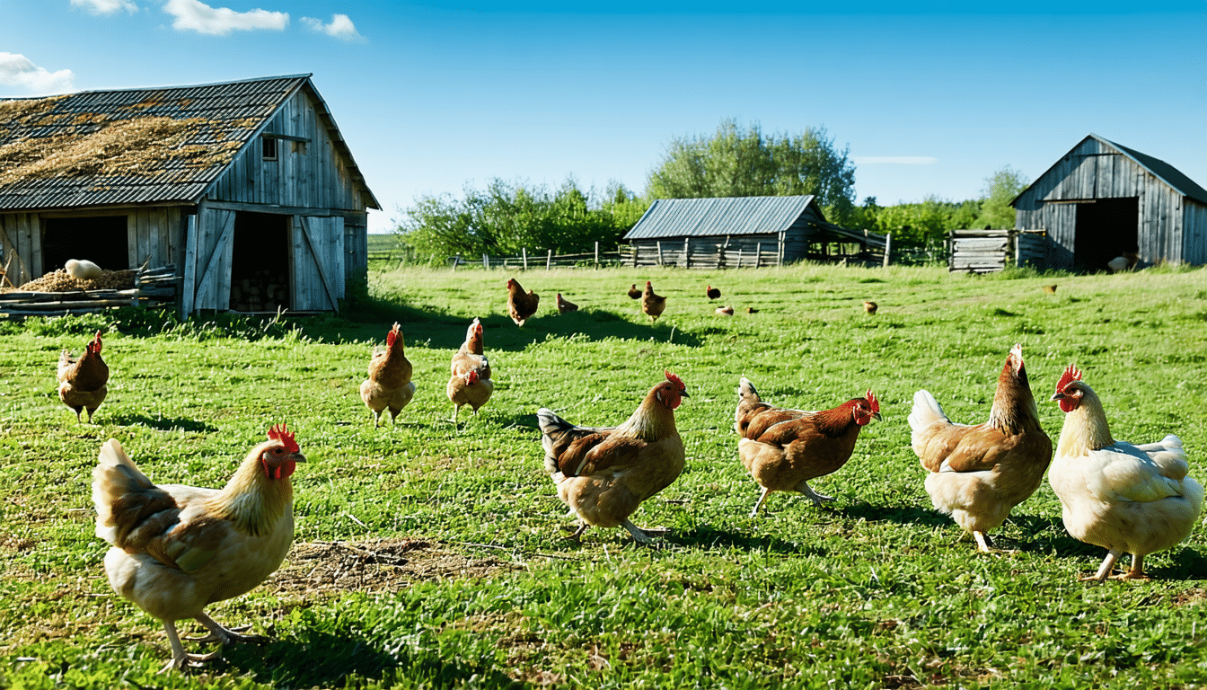 ferme de la plume d’or : élevage de poules pondeuses respectueux du bien-être animal, parcours extérieur et alimentation naturelle. pratiques durables.