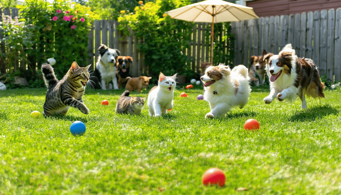 découvrez nos conseils pratiques pour faire cohabiter chiens et chats harmonieusement et les encourager à jouer ensemble dans la même cour en toute sécurité.