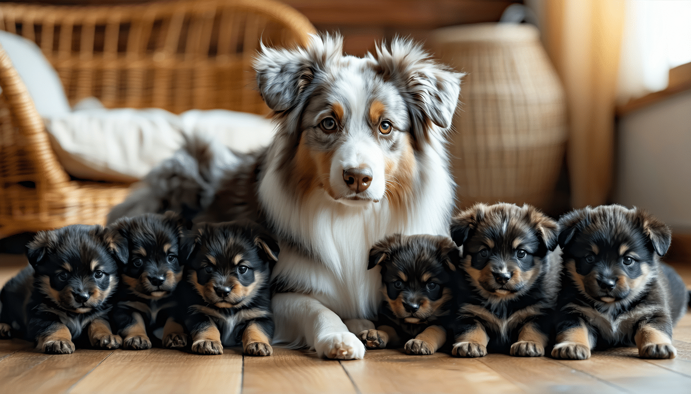 découvrez combien de chiots peut avoir une portée de berger australien et tous les conseils essentiels pour bien préparer l'arrivée des petits.